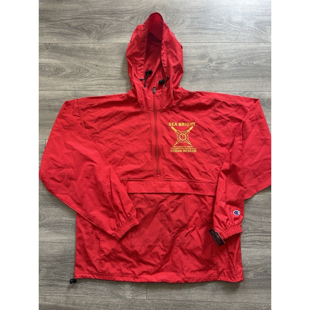 Champion Sea Bright New Jersey Ocean Rescue Windbreaker Light Hooded NWT sz LG